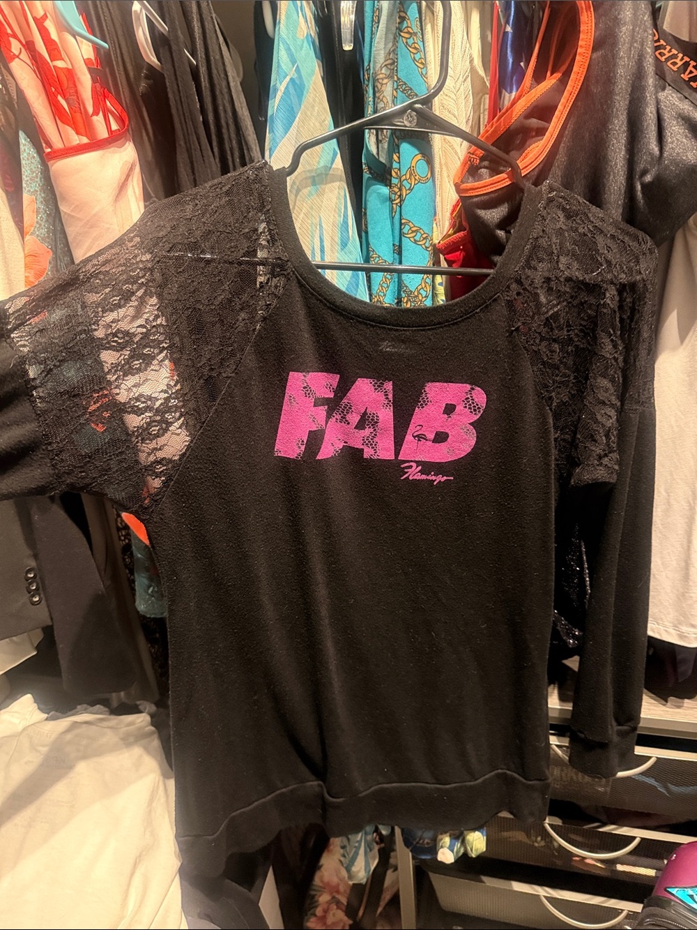 FAB Flamingo Vegas Black Long Sleeve